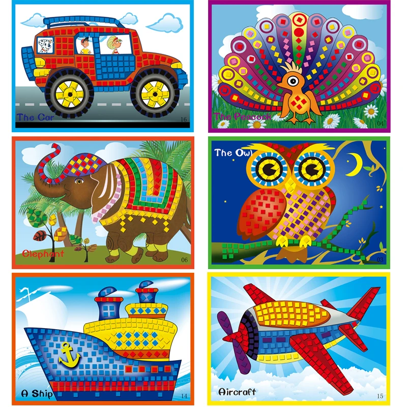 Детские мозаичные наклейки размера А4 ручная работа искусство EVA мультяшный