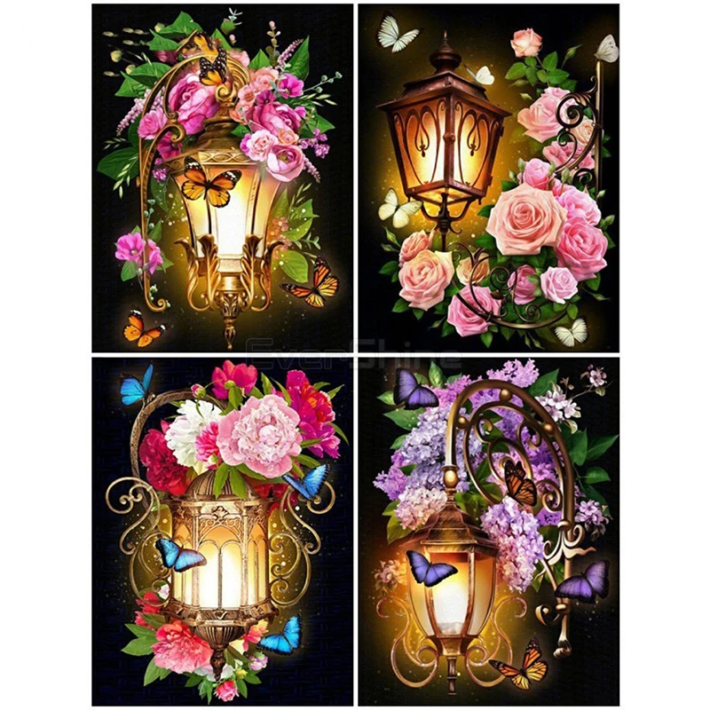 5D алмазов картина полный дрель квадратный цветочный светильник бабочка Стразы