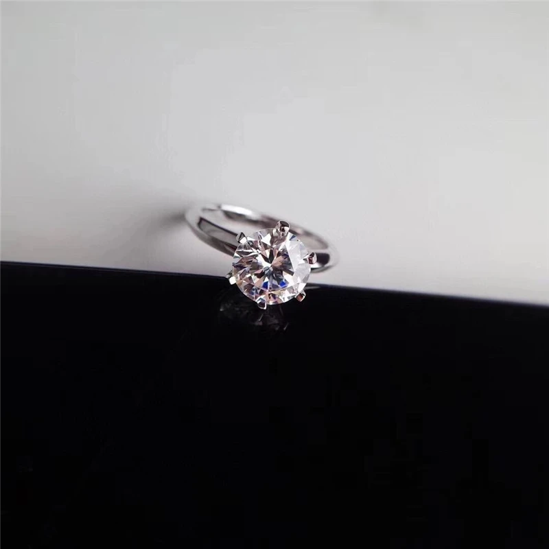 

100% pure silver S925 classic female Mossan diamond ring, shiny carat ring, give girlfriend engagement gift, fashionable