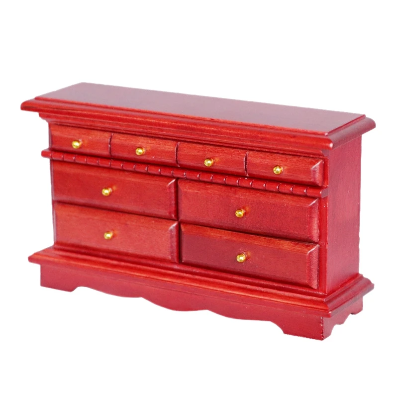 

1:12 миниатюрная мебель для кукольного домика, деревянный туалетный столик с несколькими ящиками, модель, аксессуары для кукольного домика