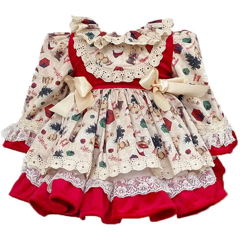 

Spanish Baby Dress Girl First Birthday Party Dresses Children Lolita Princess Boutique Ball Gown 2021 Infant New Year Clothes