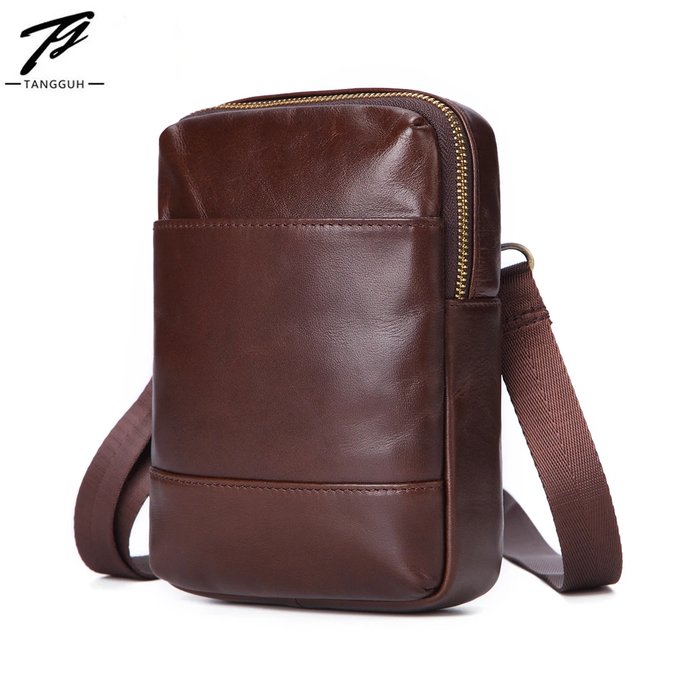 Модные мужские сумки через плечо роскошная сумка из воловьей кожи однотонные