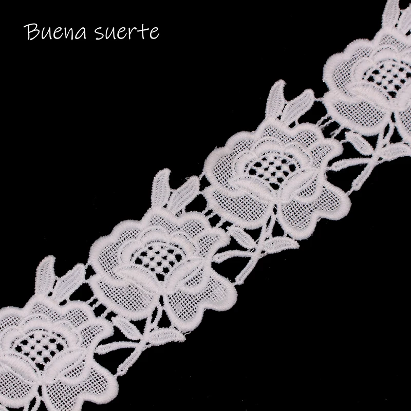 Микрофибра Buena suerte белая Цветочная вышитая ткань кружевная лента аппликация