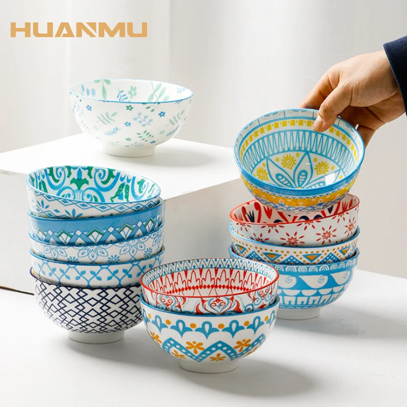 5 inch Rice Bowl European Style Ceramic Tableware Household Soup Porridge Hand-Painted Breakfast Microwave Available | Дом и сад