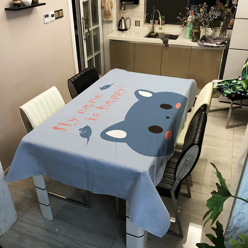

Cartoon Animals Printed Tablecloth Cartoon Waterproof Rectangular Kitchen Dinner Cloth Picnic Mat Cover Home Kitchen Decoration