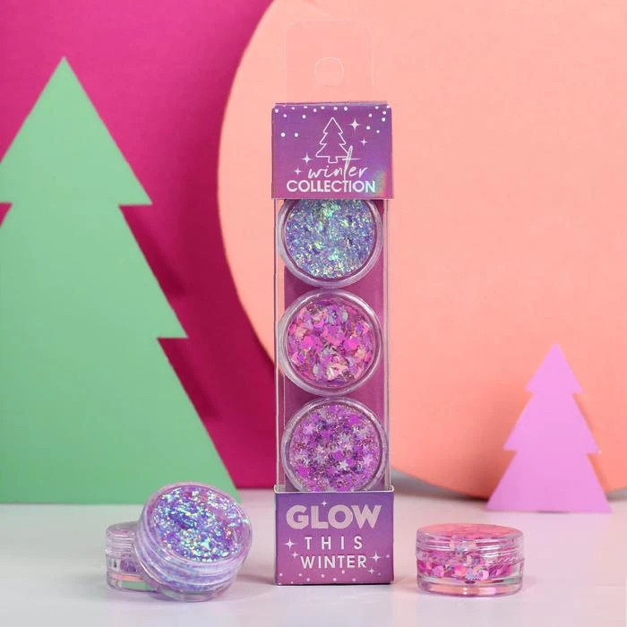 Набор глиттеров для лица и тела Glow this winter 3 цвета по 5 мл|Глиттер шиммер| |