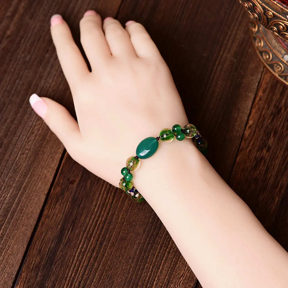 Изумрудный браслет камень зеленый нефрит Jadeite очаровательные ювелирные изделия