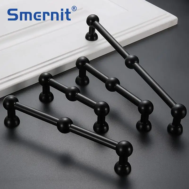 5 шт. элегантные черные дверные ручки современный выдвижной ящик тянет кухонный