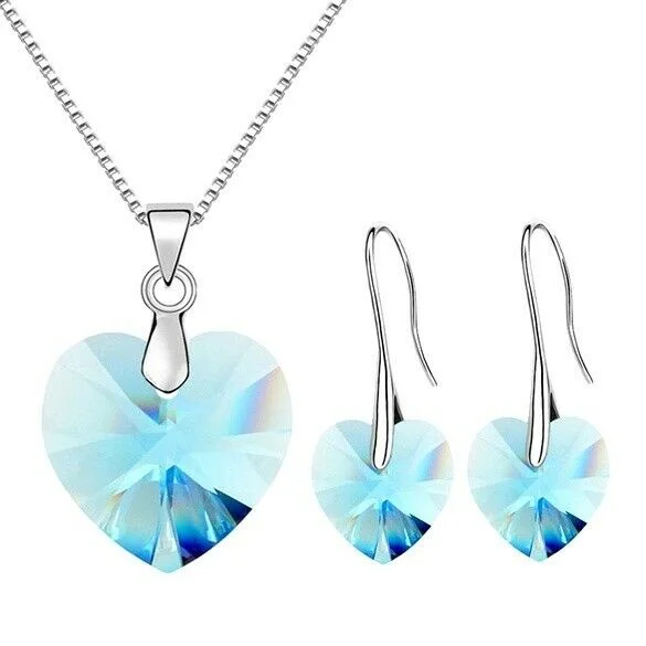 Женский серебряный комплект ювелирных изделий ожерелье и серьги с подвеской в