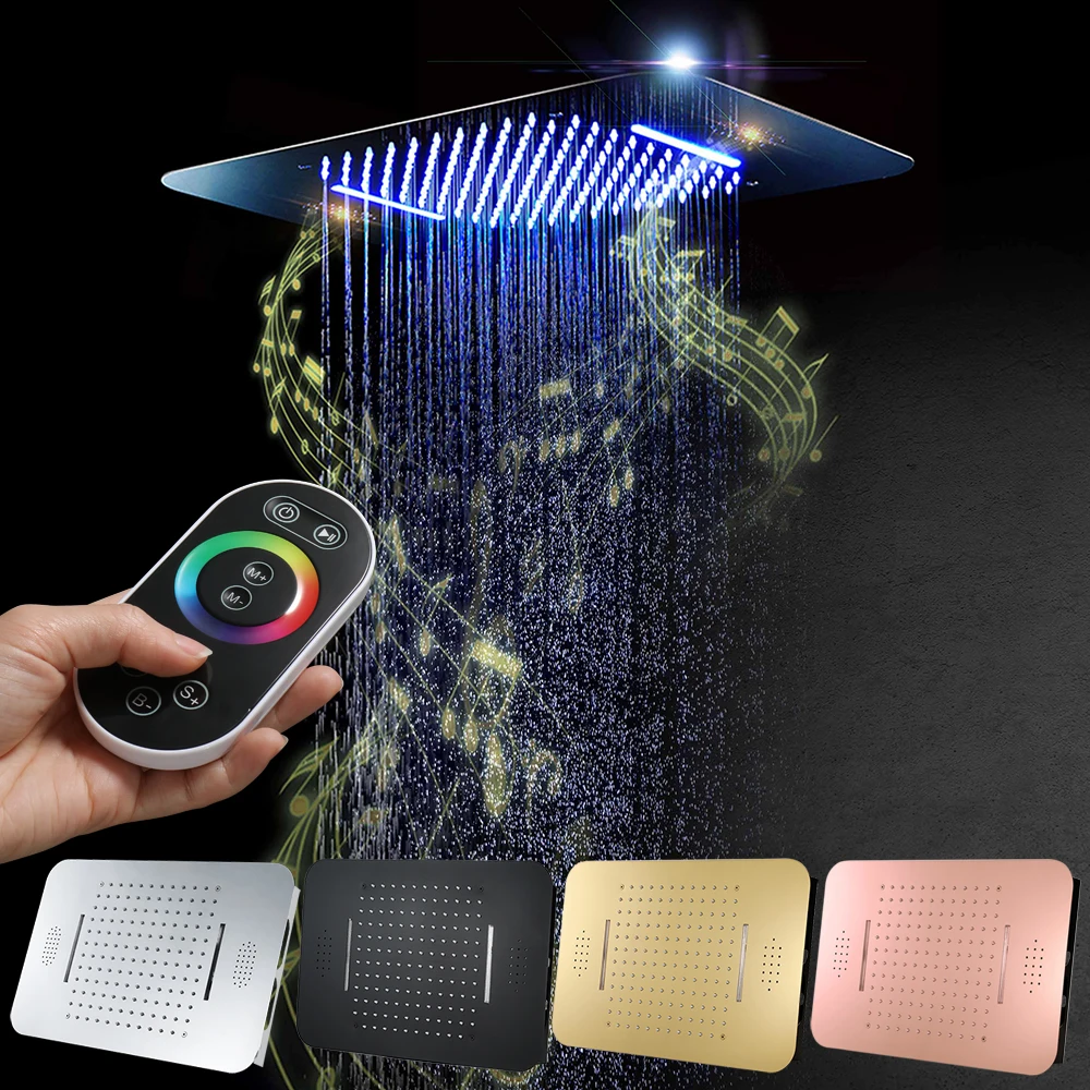Bluetooth музыкальная светодиодная душевая лейка 580*380 мм Встраиваемая потолочная