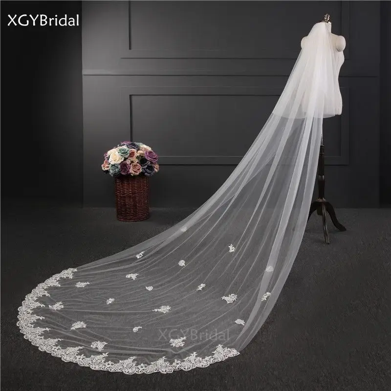 

Женская Длинная фата с гребнем, белая Фата цвета слоновой кости для невесты, свадебные аксессуары для свадьбы