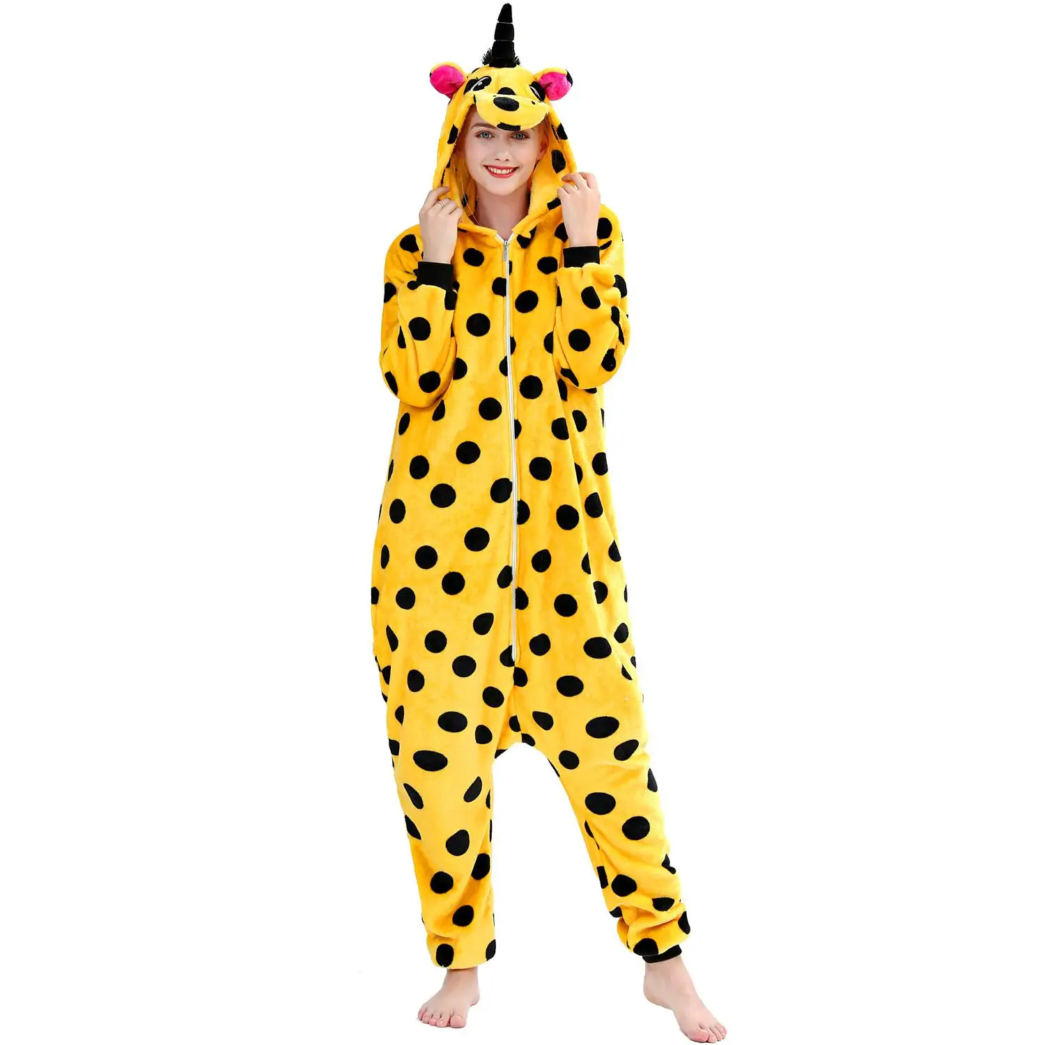 Новейшая зимняя Пижама с единорогом Kigurumi Ститч Пижама с животными ползунки «панда» для женщин и мужчин унисекс для взрослых фланелевые комплекты домашней одежды - Цвет: Zipper Dot TianMa