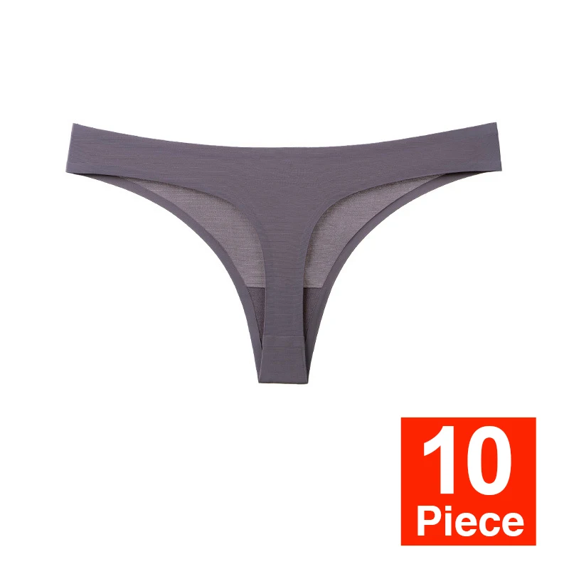 A 10pcs 10 шт., сексуальные шелковые трусики-стринги, трусы для женщин, бесшовные стринги с низкой талией, хлопковые трусы с леопардовым принтом, нижнее белье для женщин# D - Цвет: A 10pcs