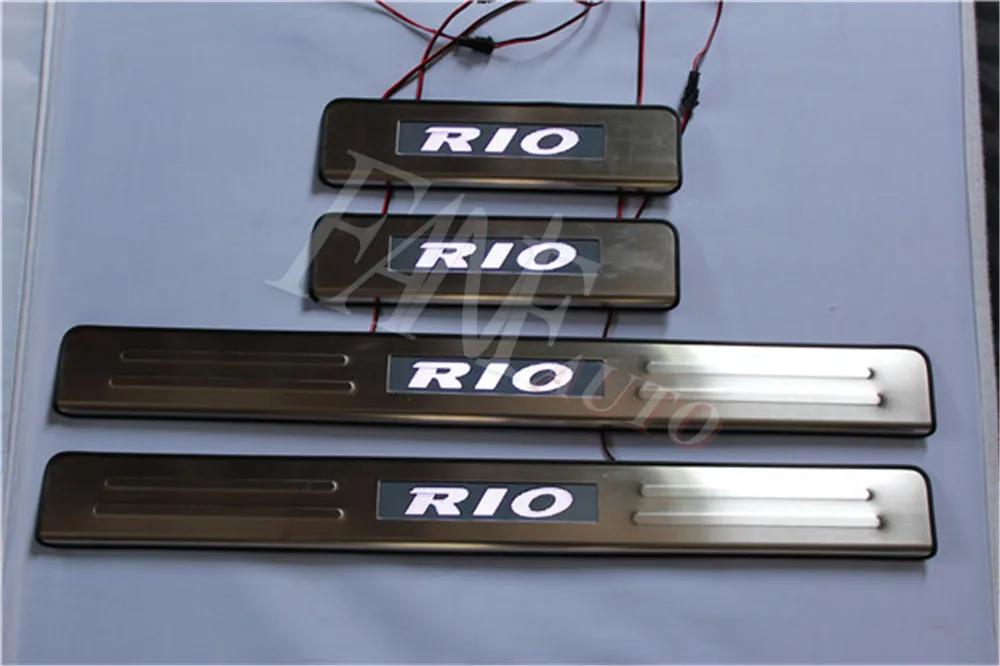 RIO LED Нержавеющая сталь светодиодные пороги Накладка защита порогов защитная накладка для KIA K2 2011 - Цвет: RIO LED