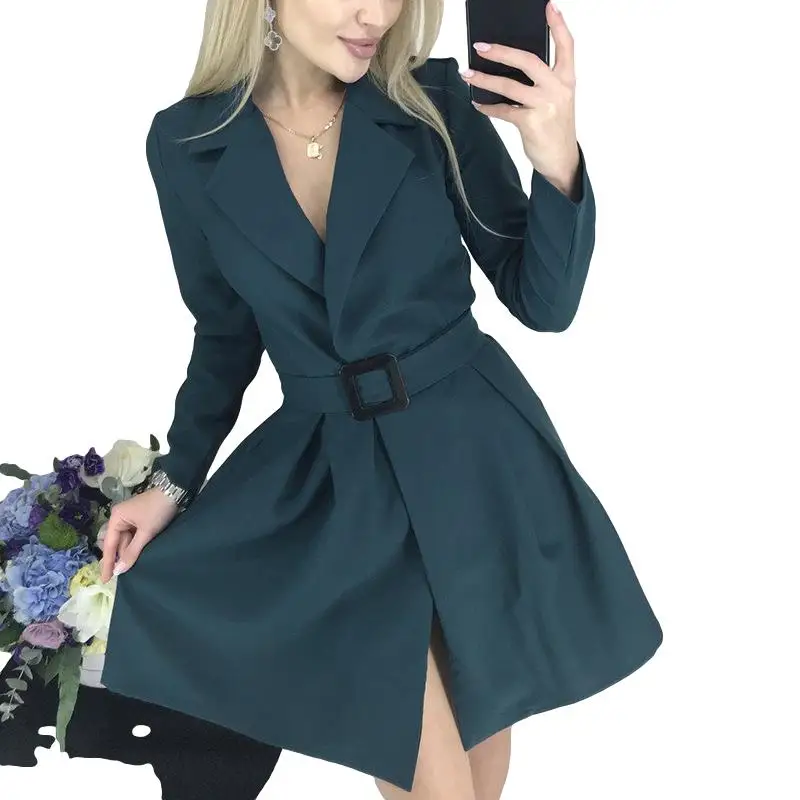 

FAKUNTN Women's Dress 2021 Spring Fashion Vintage Sashes A-Line Mini Long Sleeve Dresses For Women Casual Elegant Office Dress