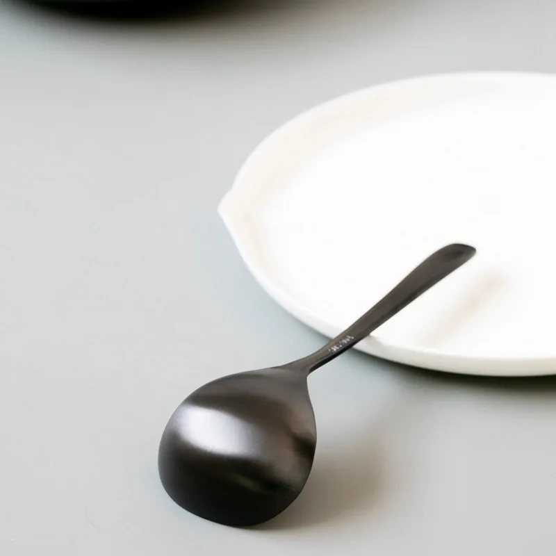 

Matte Titanium-plated Black Stainless Steel Soup Spoon Hot Pot Spoon Cooking Utensils Household Simple Soup Spoon