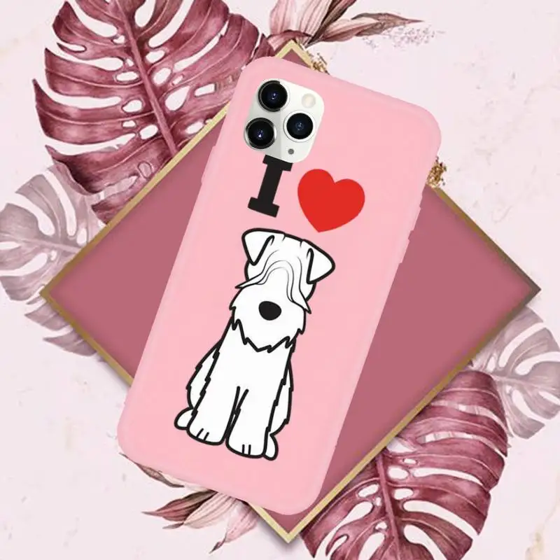 

schnauzer Phone Case Pink Candy Color for iPhone 11 12 mini pro XS MAX 8 7 6 6S Plus X SE 2020 XR