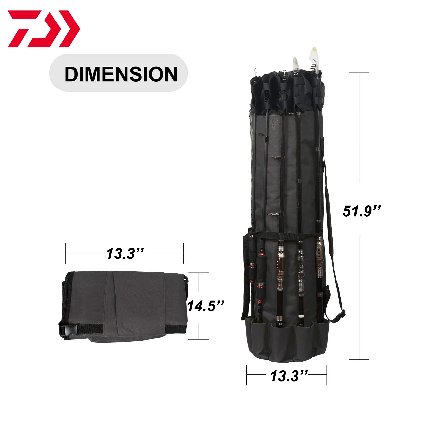 

Daiwa 2021 New Fishing Rod Bag Men's Fashion Folding Waterproof Multi-function Large Capacity Outdoor Fishing Tackle Storage Bag