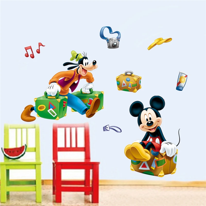 

cartoon wonderful travel mickey goofy wall decals bedroom home decor disney 40*60cm wall decals pvc mural art diy posters