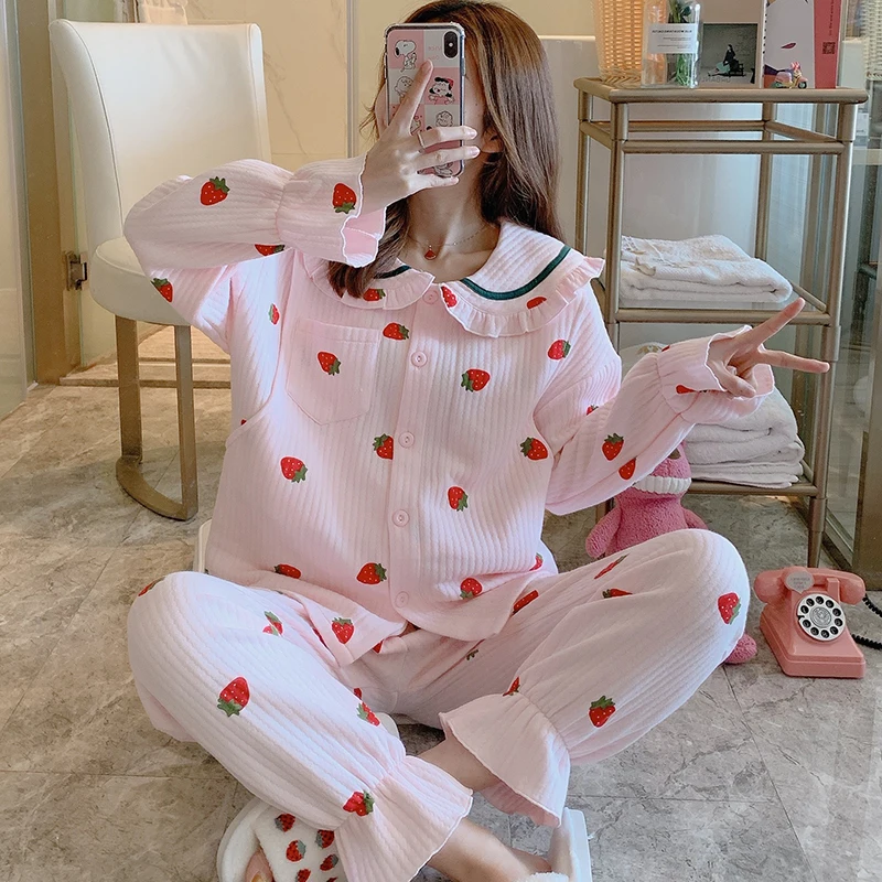 Большие размеры сезон осень весна женская домашняя одежда пижамы для кормления