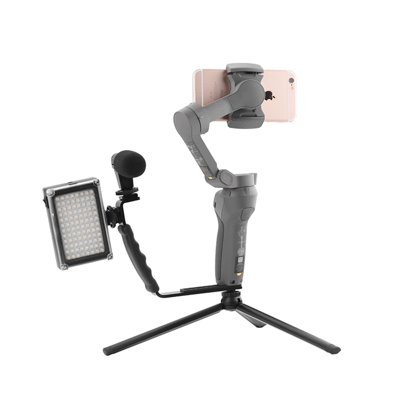 Microphone Stand L Bracket Camera Grip with 2 Hot Shoe Mounts for Zhiyun Smooth Q/3/Dji Osmo/Rode Videomicro | Электроника