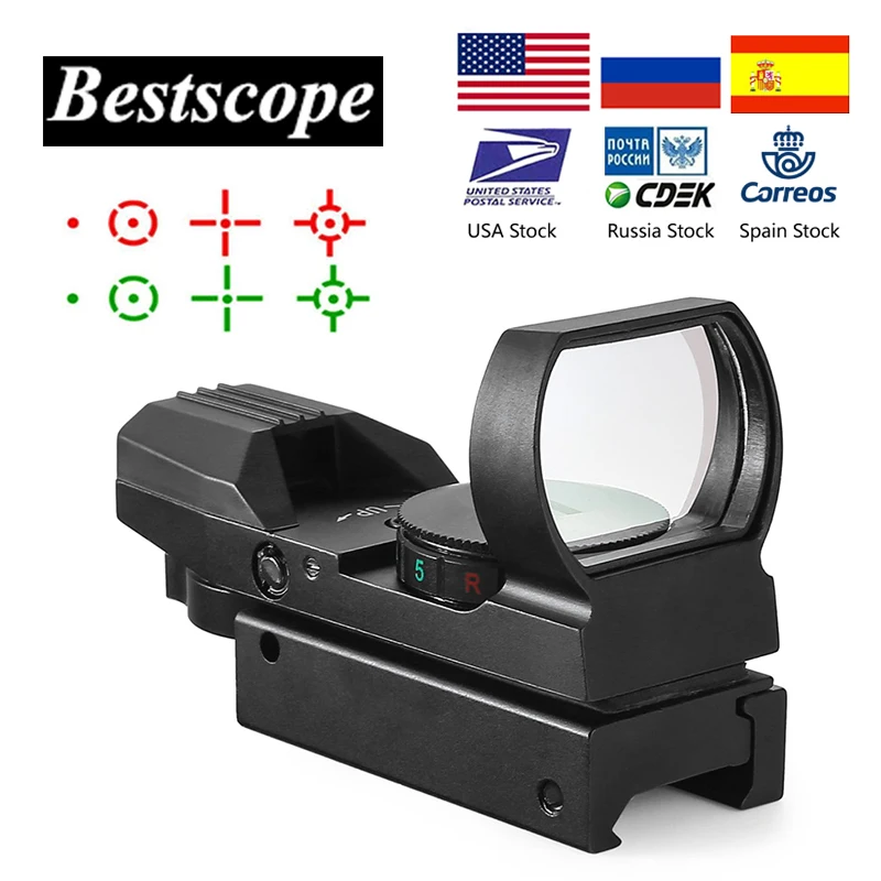 

Hot 20mm Rail Riflescope Hunting Optics Holographic Red Dot Sight Reflex 4 Reticle Tactical Scope Collimator Sight