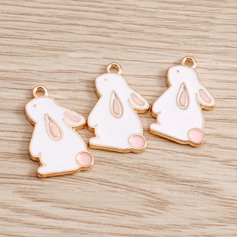 10pcs 16*21mm Enamel Rabbit Charms for Jewelry Making Alloy DIY Charms Pendants Necklaces Earrings Accessories Handmade Crafting