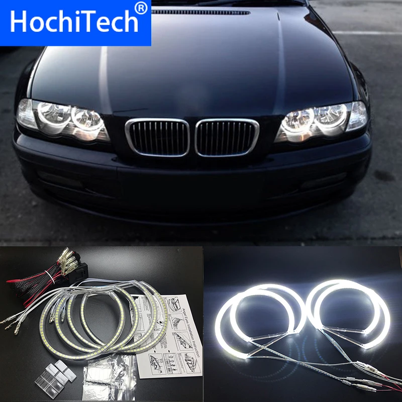 

HochiTech 131 мм + 146 мм Ультра яркий SMD белый светодиодный ангельские глазки лм комплект гало кольцо дневсветильник для BMW E46 НЕ ПРОЕКТ Купе Седан
