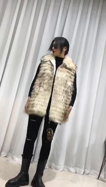 

Жилет ZiZhen из натурального меха енота на молнии, Свободная Женская одежда большого размера, бесплатная доставка, Всесезонная распродажа, ...