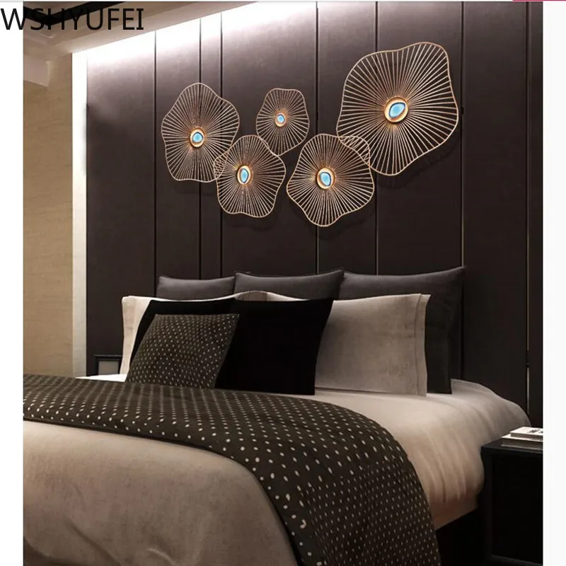 Современная Настенная роспись из кованого железа с листьями лотоса украшения