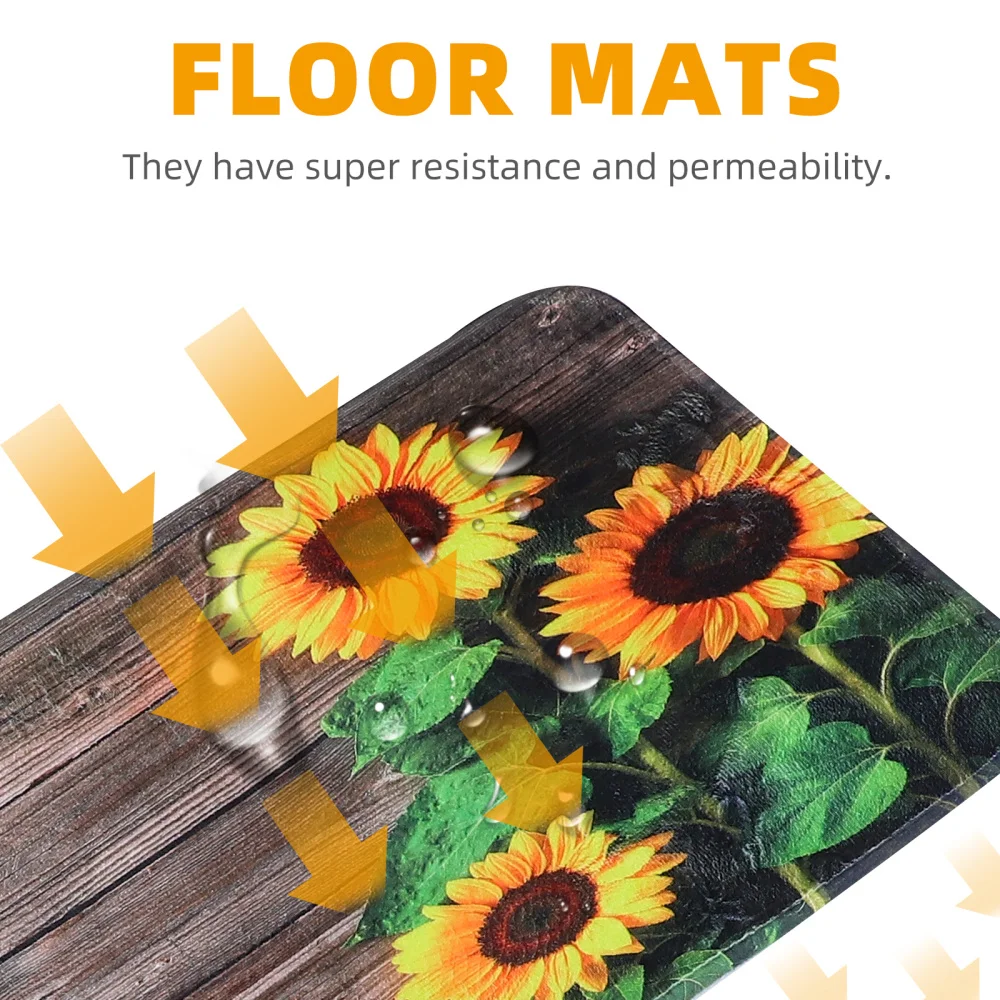 

2pcs Chic Sunflower Printed Doormats Delicate Ground Mats for Home Bathroom