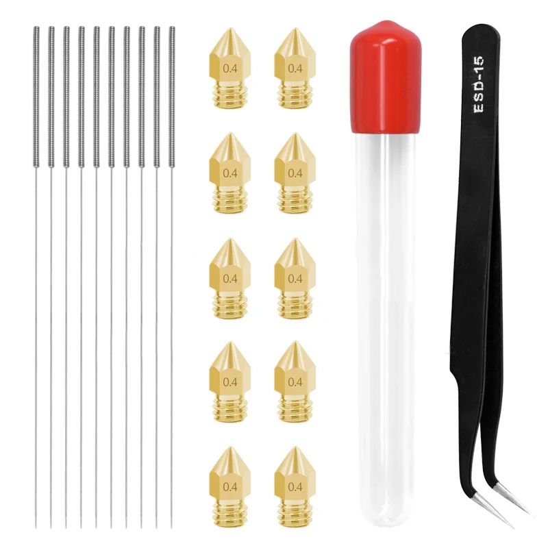 

3D Printer Parts Kit ,Cleaning Needle Printers, MK8 Extruder Heater Block Hotend ,Drill Bits Tweezers DIY accessories Set