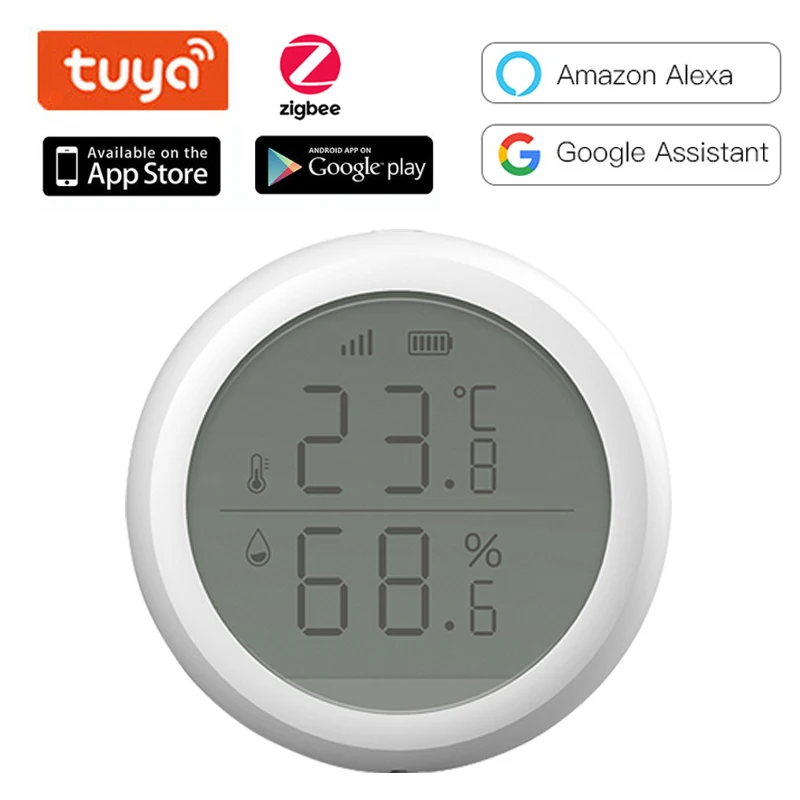 

ZigBee Temperature Humidity Sensor Tuya Smart Life With LCD Display Work With ZigBee Hub Battery Powered Support Alexa Google
