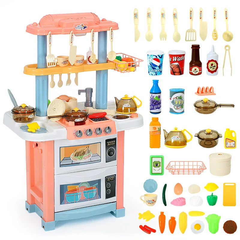 83cm Infant Shining Children Kitchenware Kid Kitchen Toy Simulation Spray with Kids Kitchen Cooking Toy Set for Girls Games - Цвет: 83cm