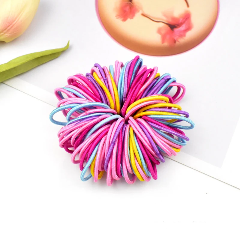 100 шт./компл. Детская резинка простая летняя для волос девочек держатель конского