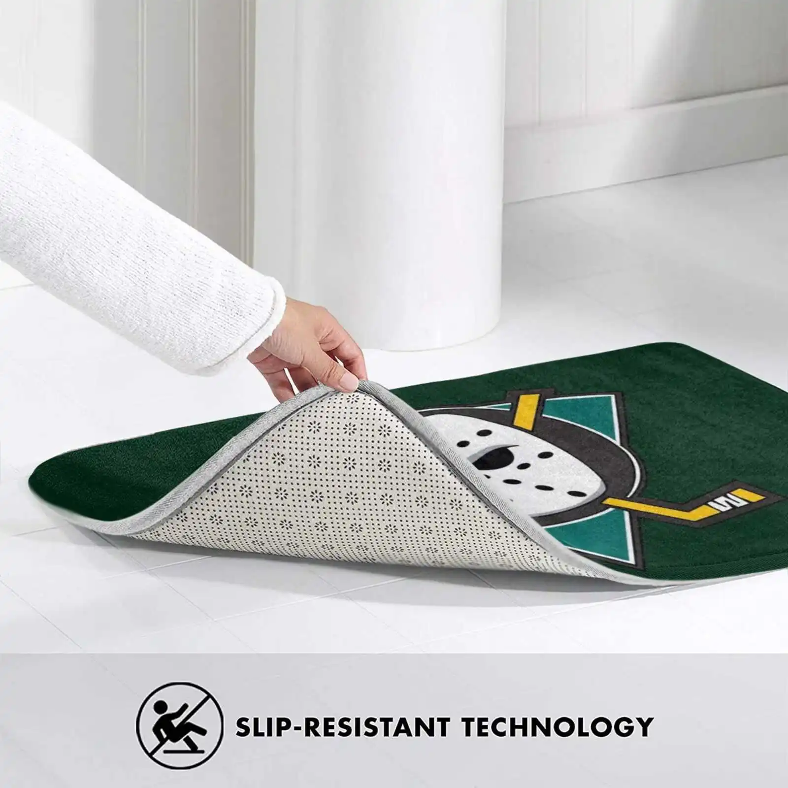Throwback Logo Design Comfortable Door Mat Rug Carpet Cushion Hockey Green Ducks Yellow New White Black Professional Movie Tv | Дом и сад