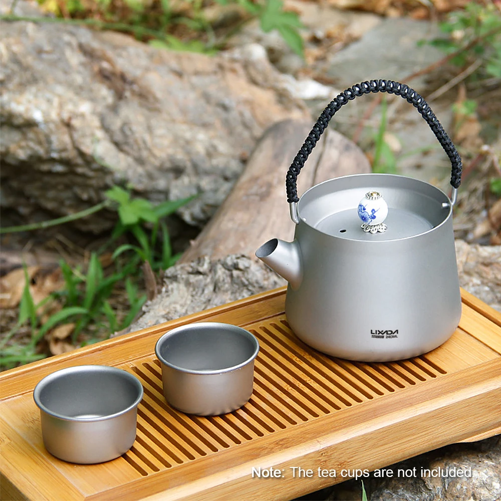 

Lixada 240ml Mini Titanium Tea Pot Kettle Tableware with Mesh Tea Infuser for Home Outdoor Backpacking Camping Picnic
