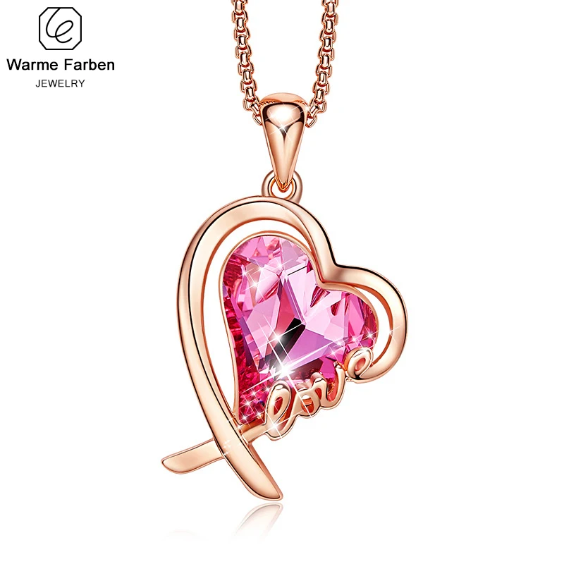 Украшенное кристаллом от Сваровски женское ожерелье в форме сердца из