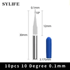10 шт. прочные 10 градусов 0,1 мм твердосплавные гравировальные биты CNC маршрутизатор Инструмент