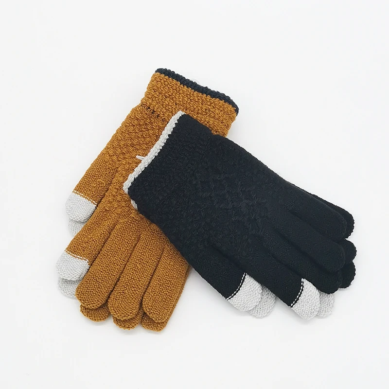 Вязаные женские и мужские зимние длинные митенки перчатки с сенсорным экраном