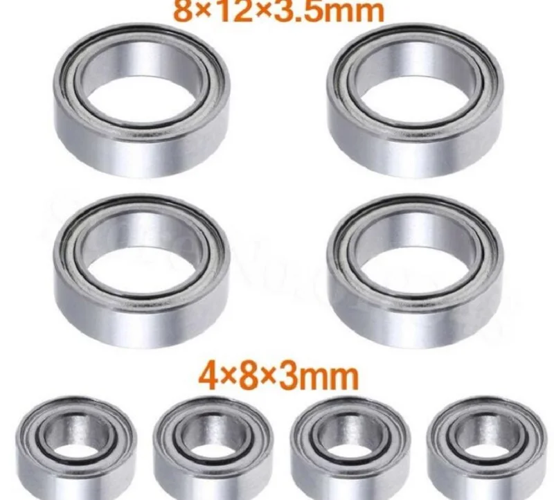 

8P Ball Bearings 4x8x3mm 8x12x3.5mm For HSP Himoto E18 WLtoys 1/18 RC Car Spare Parts A949 A959 A969 A979 A959-B A949-33 A949-36