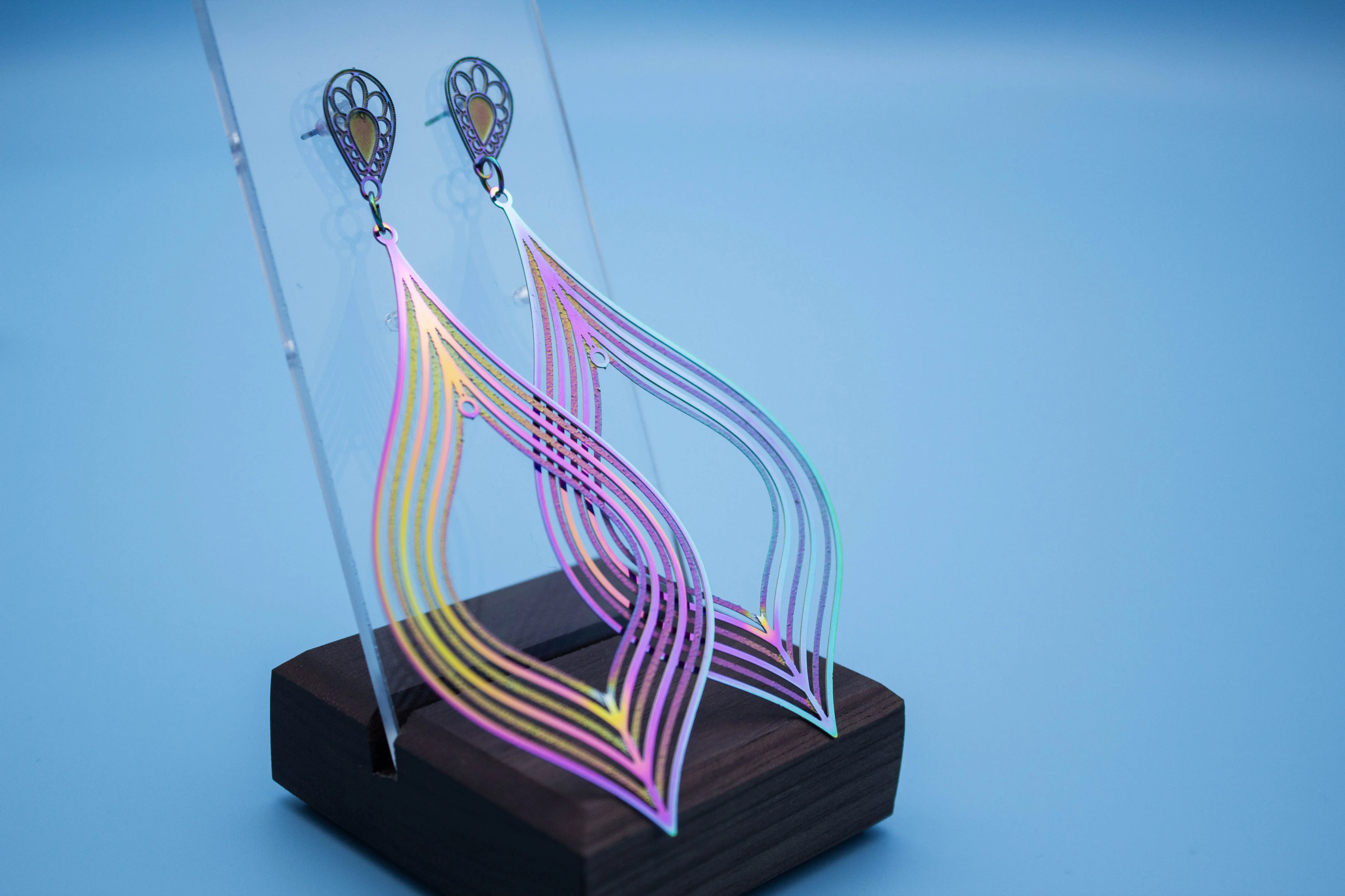 Градиентные разноцветные экзотические серьги в этническом стиле большие для