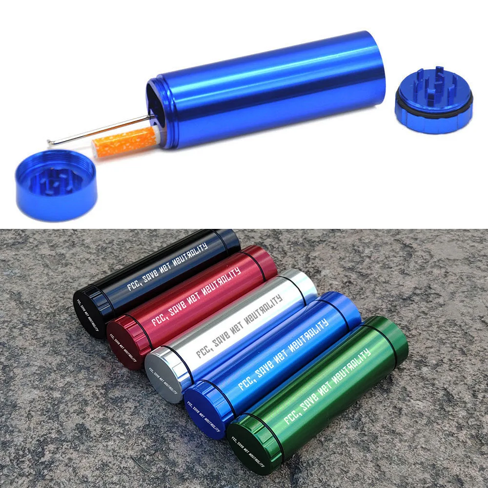 

Metal One Hitter Dugout Herb Pipe Set, 2-Layer Tobacco Grinder with Storage Box, Weed Accessories Smoking Pipes Smoker Tools Gif