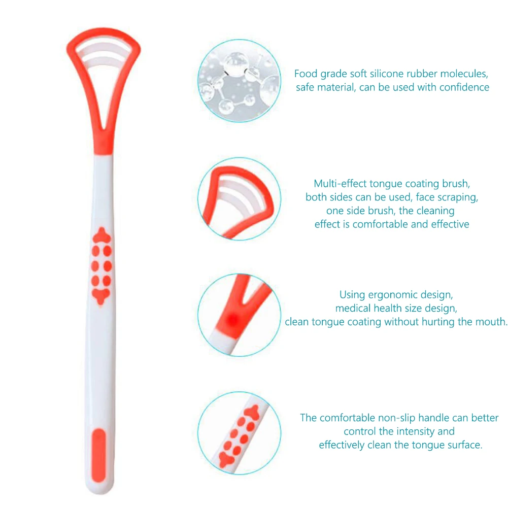 

2pcs Tongue Scraper Oral Brush Remove Coating Tongue Cleaning Mouth Cleaner Toothbrush Brush Fresh Breath Remove Tongue Scraper