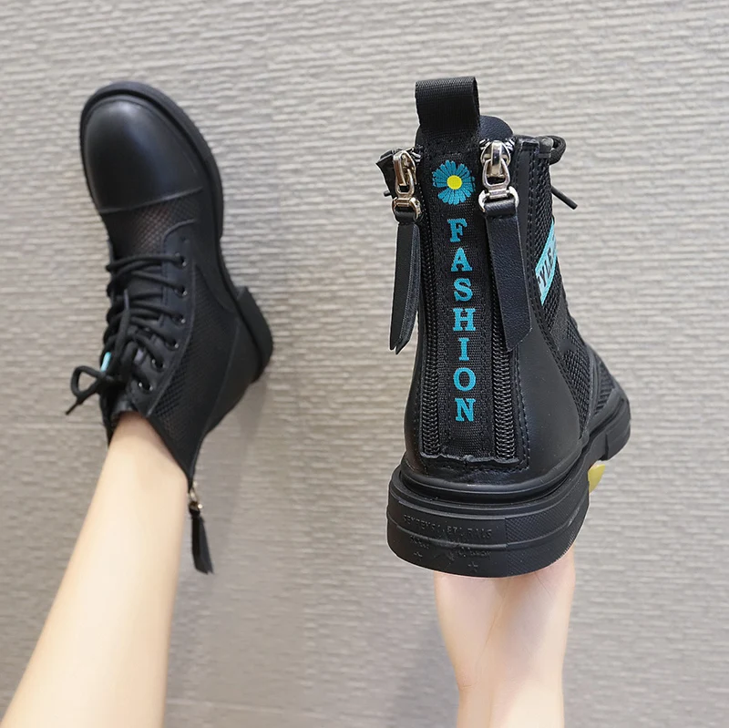 

Summer boots women hollow net boots 2020 new short boots breathable fashion flat bottom Martin boots cool boots Z623