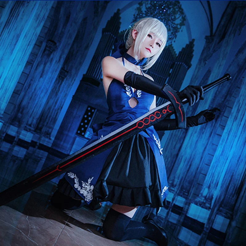 Японский аниме Fate Share Night Altria Pendragon карнавальный костюм темно-синее сексуальное