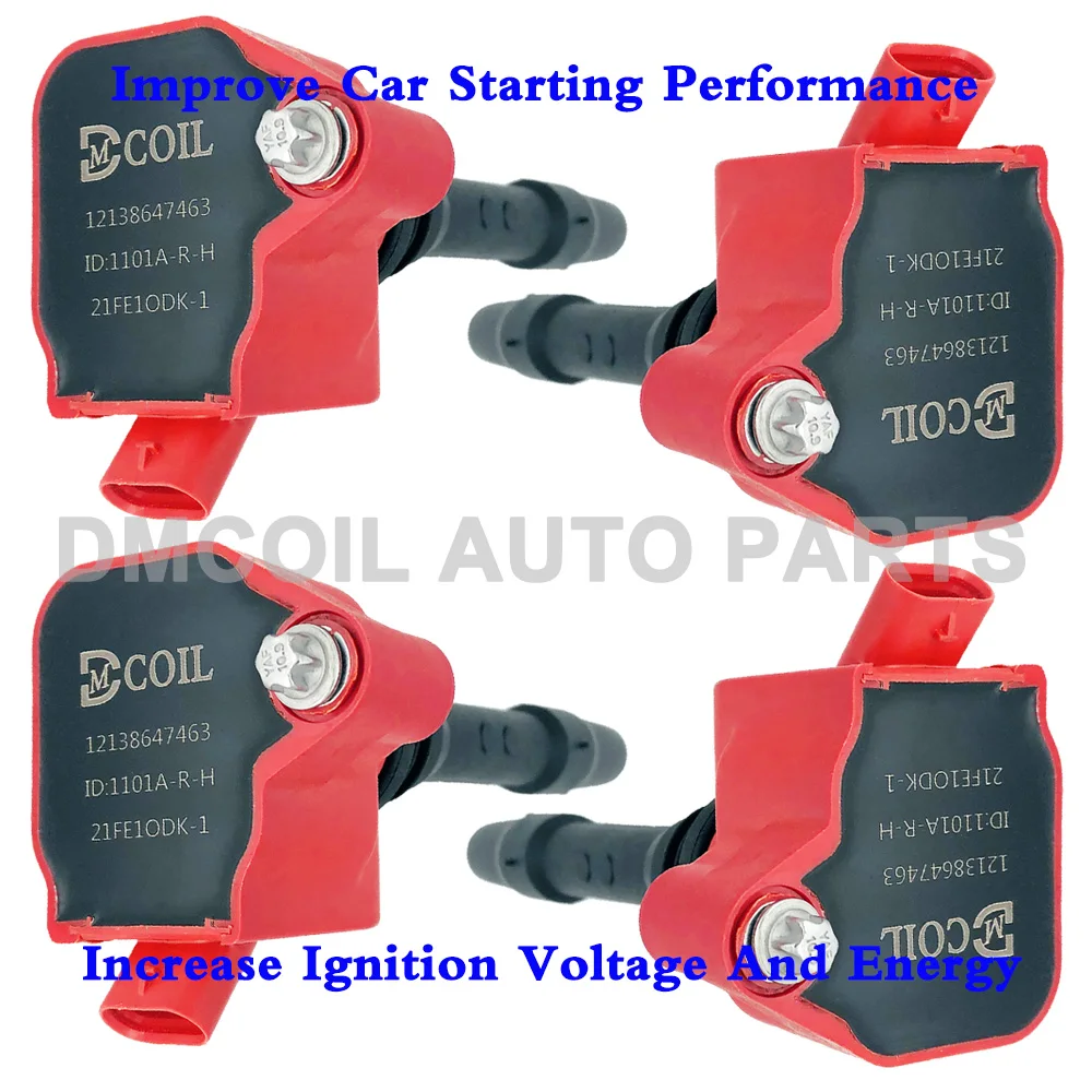 

4 PCS RED HIGH VOLTAGE ENERGY IGNITION COIL FOR BMW 1 2 3 4 5 7 X1 i8 MINI COOPER CLUBMAN 1.2L 1.5L 2.0L 3.0L 2013- 12138647463