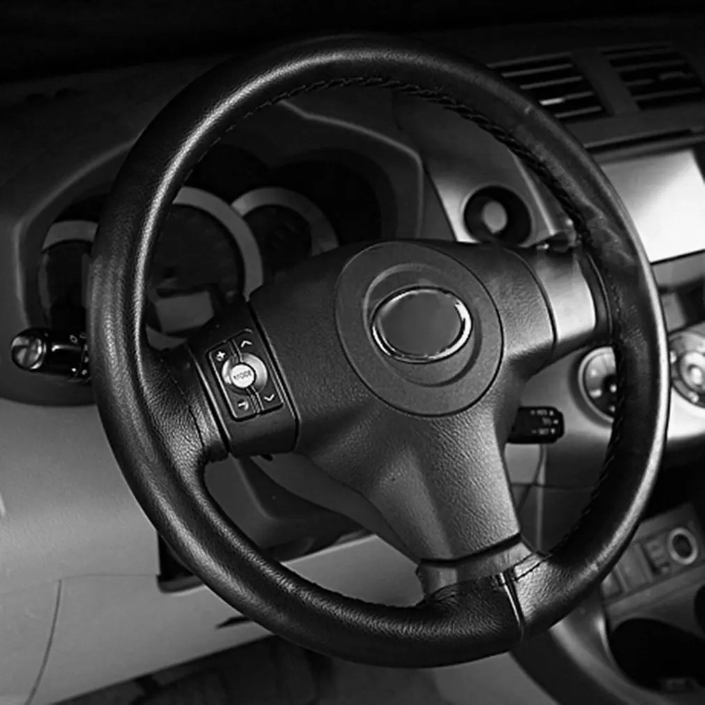 Новый анти скольжения из дышащей искусственной кожи DIY чехол рулевого колеса