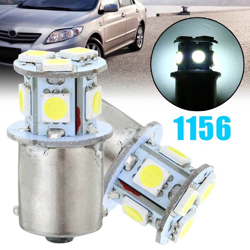 Для освещения автомобиля 1 пара DC12V BA15S R5W 1156 5050 8SMD светодиодный фонарь белый