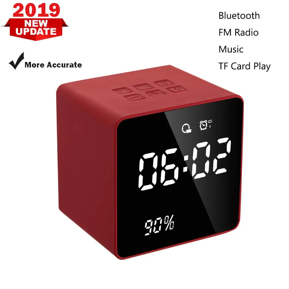 Bluetooth 4.2 Radio FM Alarm Clock Speaker With TF Card USB Ports LED Digital Alarm Clock Home Decration Snooze Table Clock